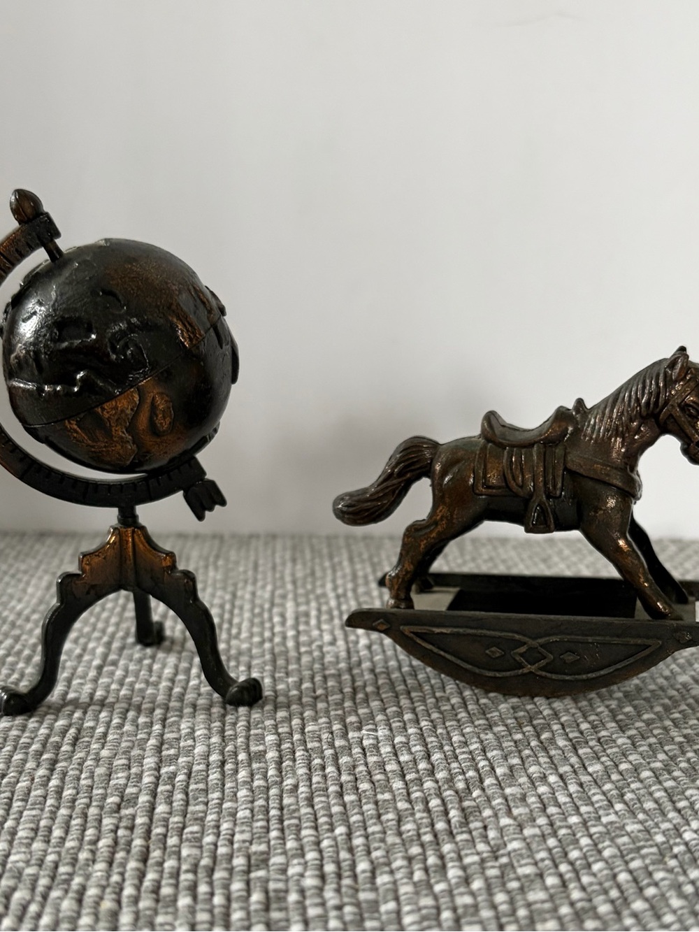 Vintage Durham Industries 1976 Dollhouse World Globe & Rocking horse figurines